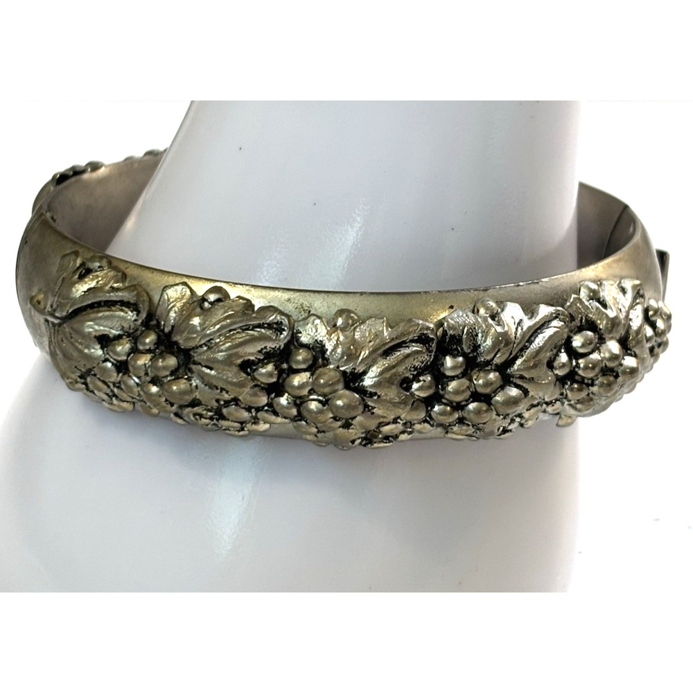Estate Silver-Toned Leafy Bracelet